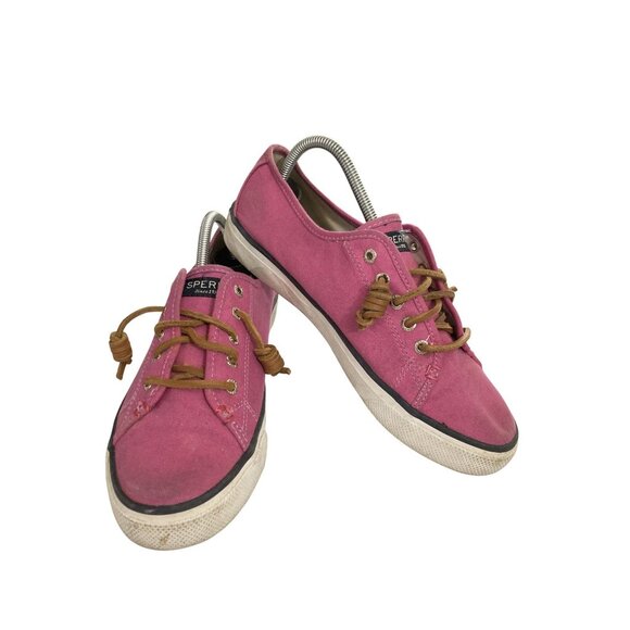 Sperry Womens size 8M Pink Canvas Lace-Up Sneakers shoes - Picture 1 of 8
